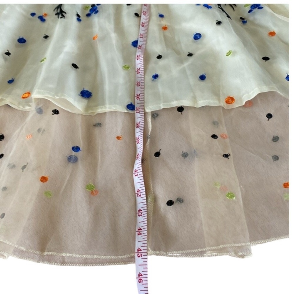 Antrophology Vicky and Lucas Floral Embroidered Midi Dress Sheer Overlay Party L - Picture 9 of 13